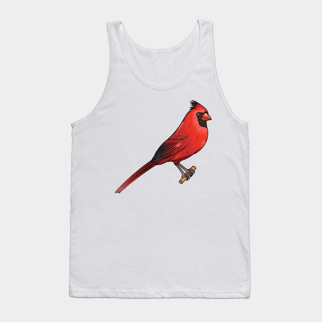 Northern cardinal bird cartoon illustration Tank Top by Cartoons of fun